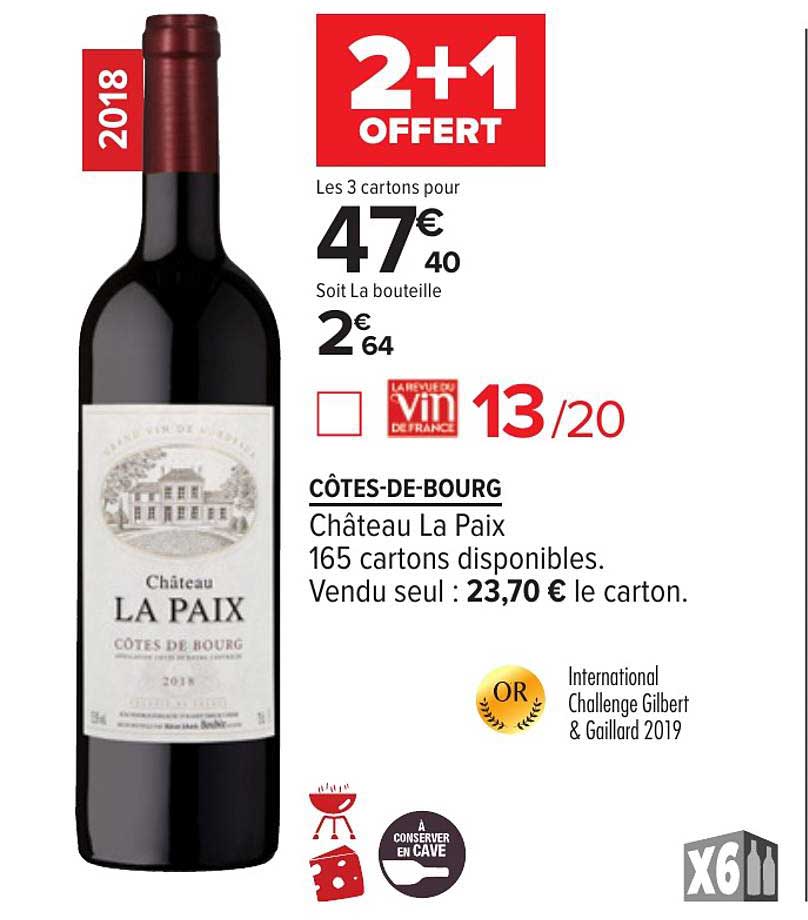 côtes de bourg château la paix 2+1 offert