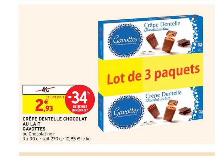 Crêpe Dentelle Chocolat Au Lait Gavottes -34 % Remise Immédiate