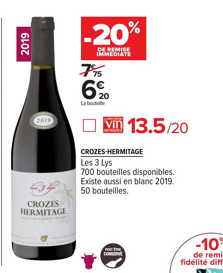 crozes hermitage les 3 lys -20% remise immédiate