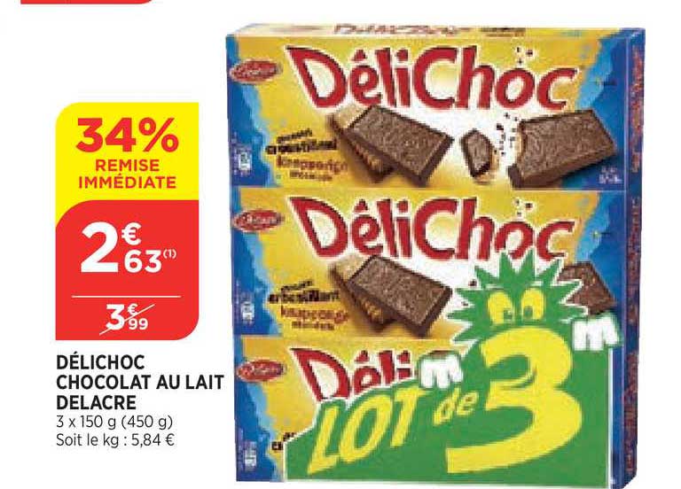 Délichoc Chocolat Au Lait Delacre 34% Remise Immédiate