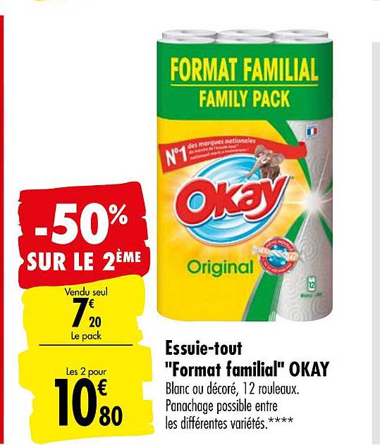 essuie tout format familial okay -50% sur le 2ème