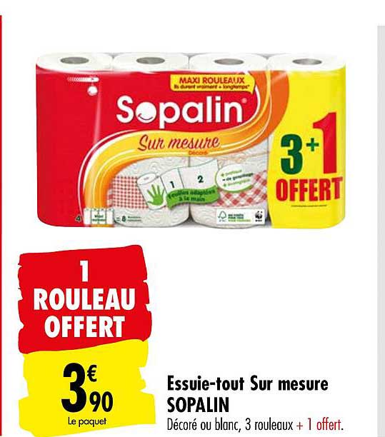essuie tout sur mesure sopalin 3+1 offert