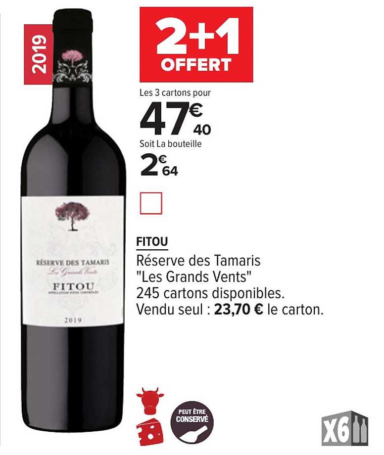 fitou réserve des tamaris les grands vents 2+1 offert