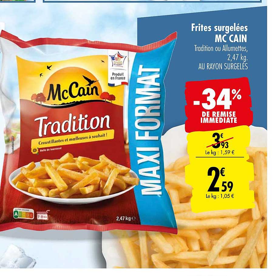 frites surgelées mc cain -34% remise immédiate