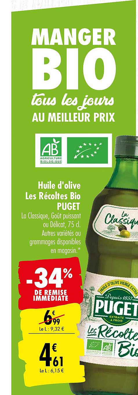Huile D'olive Les Récoltes Bio Puget -34% Remise Immédiate