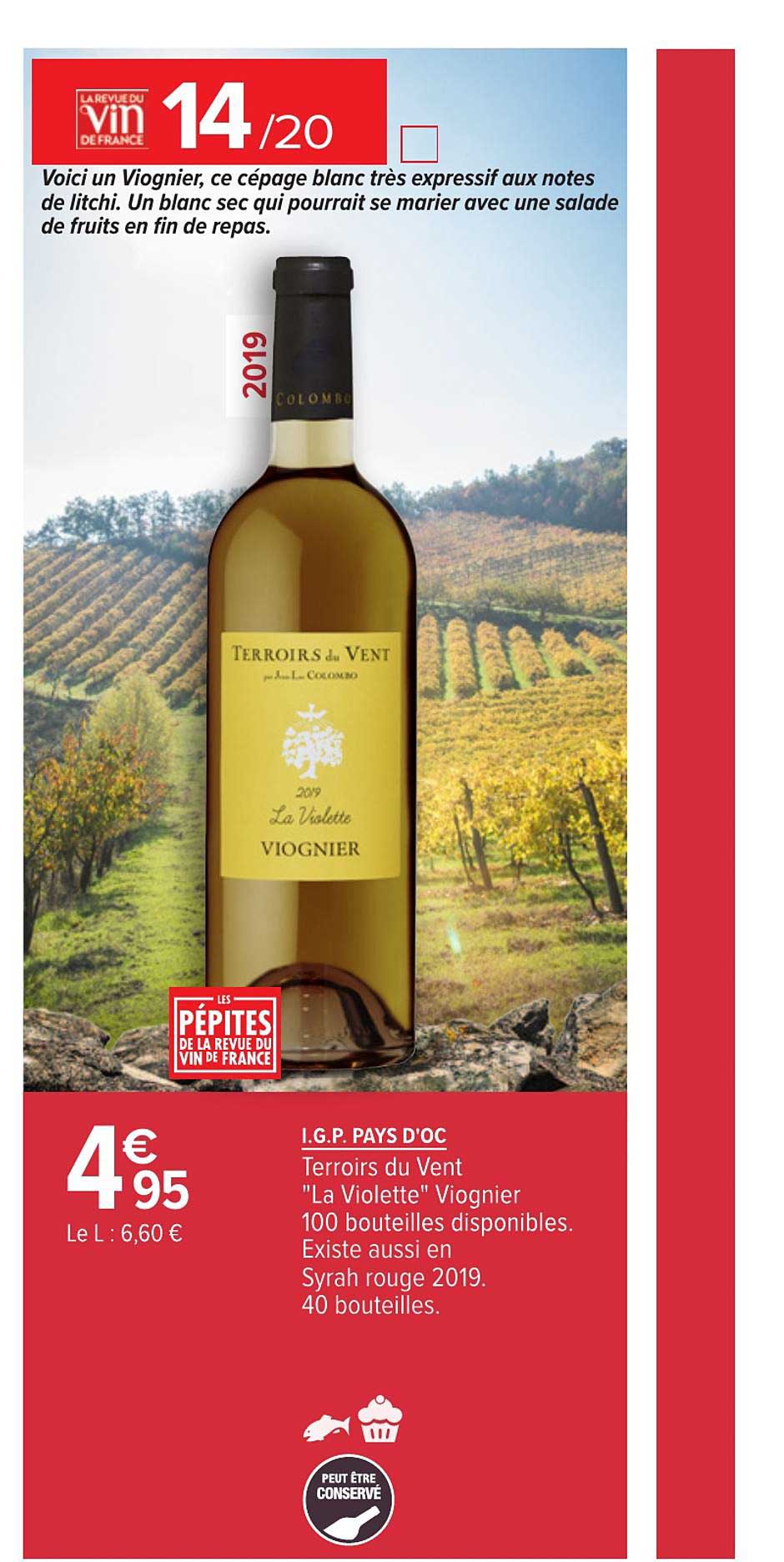 i.g.p. pays d'oc terroirs du vent la violette viognier