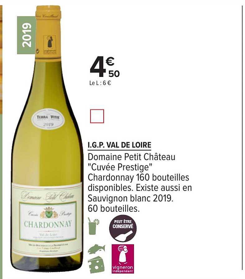 i.g.p. val de loire domaine petit château cuvée prestige chardonnay