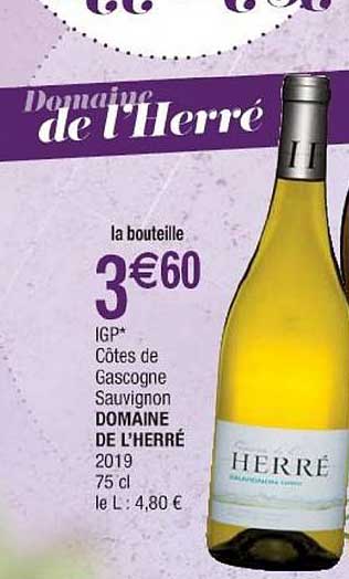 igp côtes de gascogne sauvignon domaine de l'herré