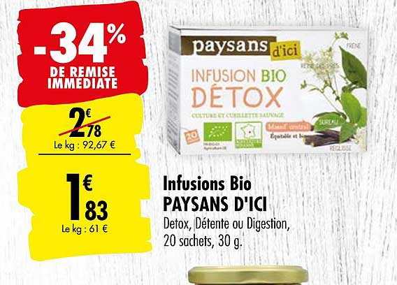 infusions bio paysans d'ici -34% remise immédiate