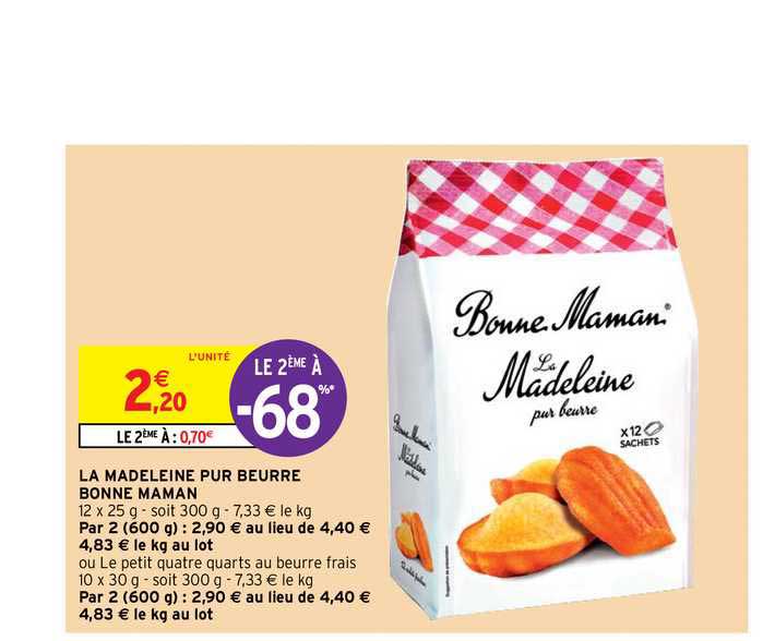 la madeleine pur beurre bonne maman le 2ème à -68%