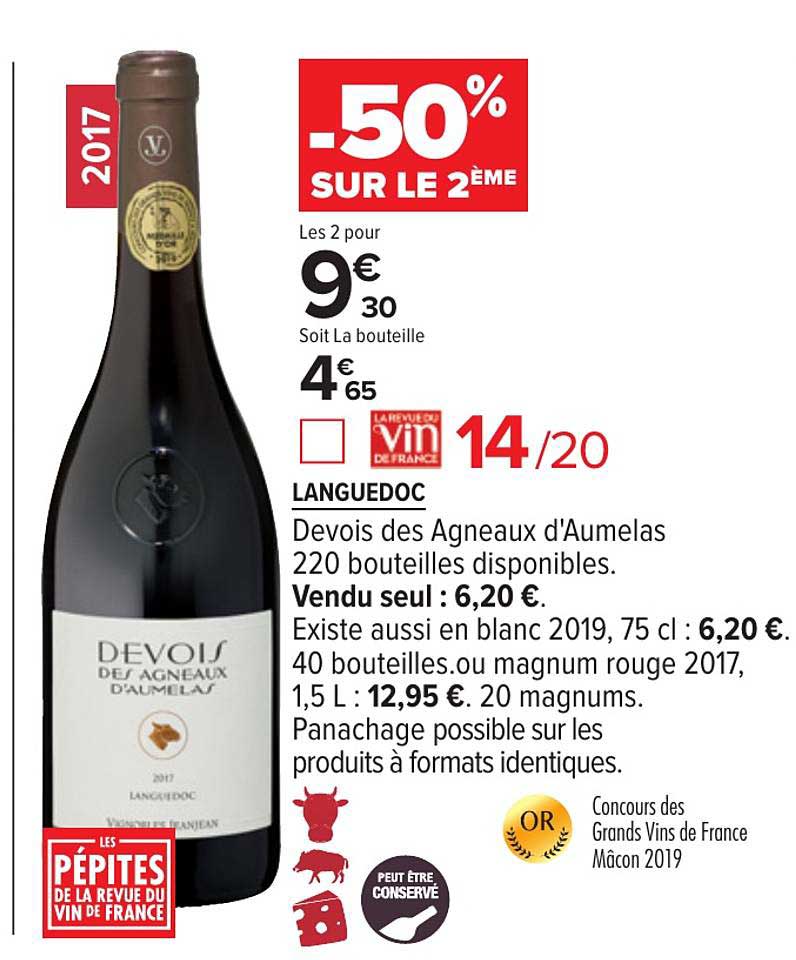 languedoc devois des agneaux d'aumelas -50% sur le 2ème