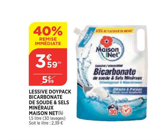 lessive doypack bicarbonate de soude & sels minéraux maison net 40% remise immédiate
