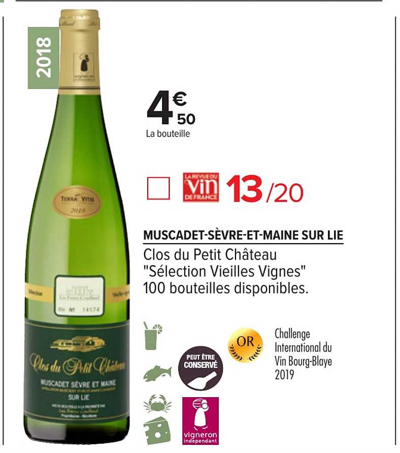 mascadet sèvre et maine sur lie clos du petit château sélection vieilles vignes