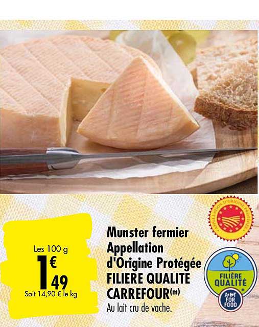 munster fermier appellation d'origine protégée filière qualité carrefour