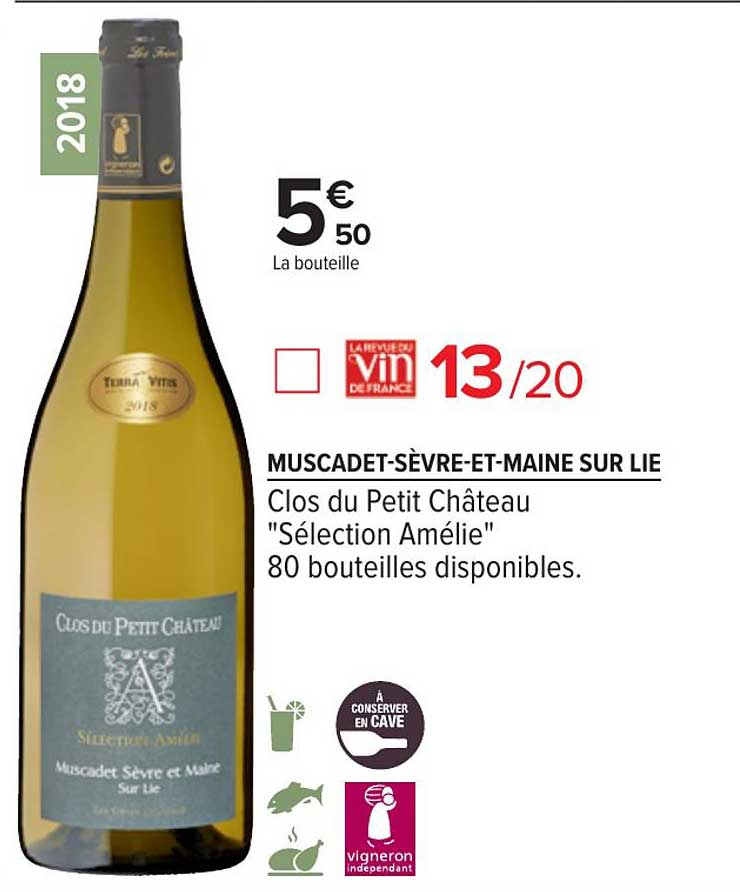 muscadet sèvre et maine sur lie clos du petit château sélection amélie