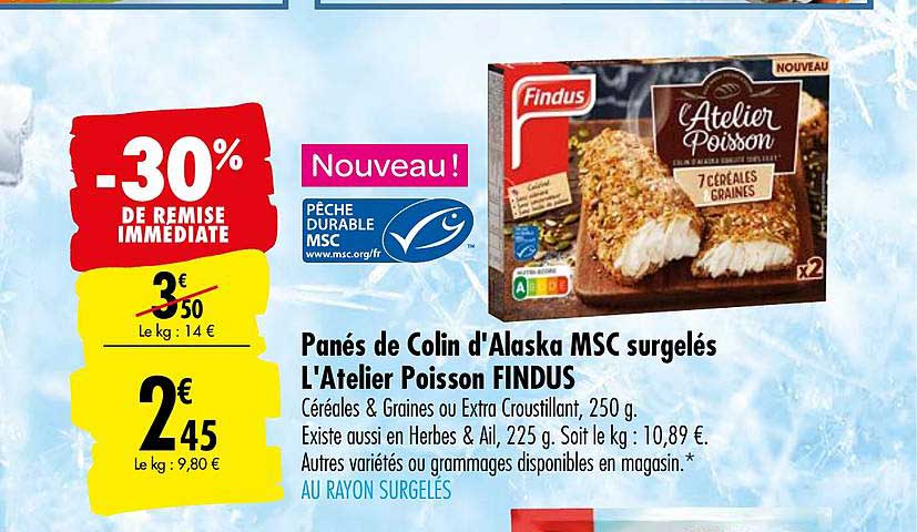 Panés De Colin D'alaska Msc Surgelés L'atelier Poisson Findus -30% Remise Immédiate