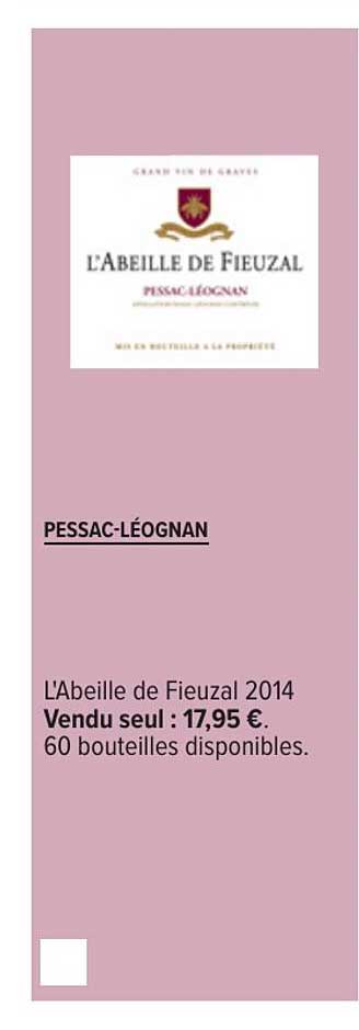 pessac léognan l'abeille de fieuzal 2014
