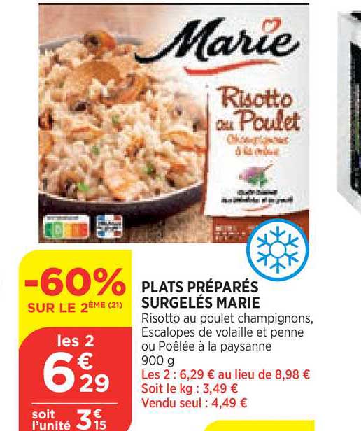 Plats Préparés Surgelés Marie -60% Sur Le 2e