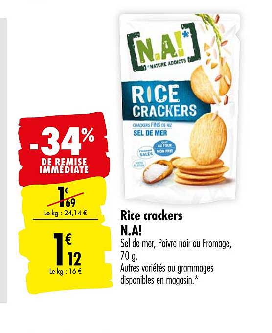 rice crackers n.a! -34% remise immédiate