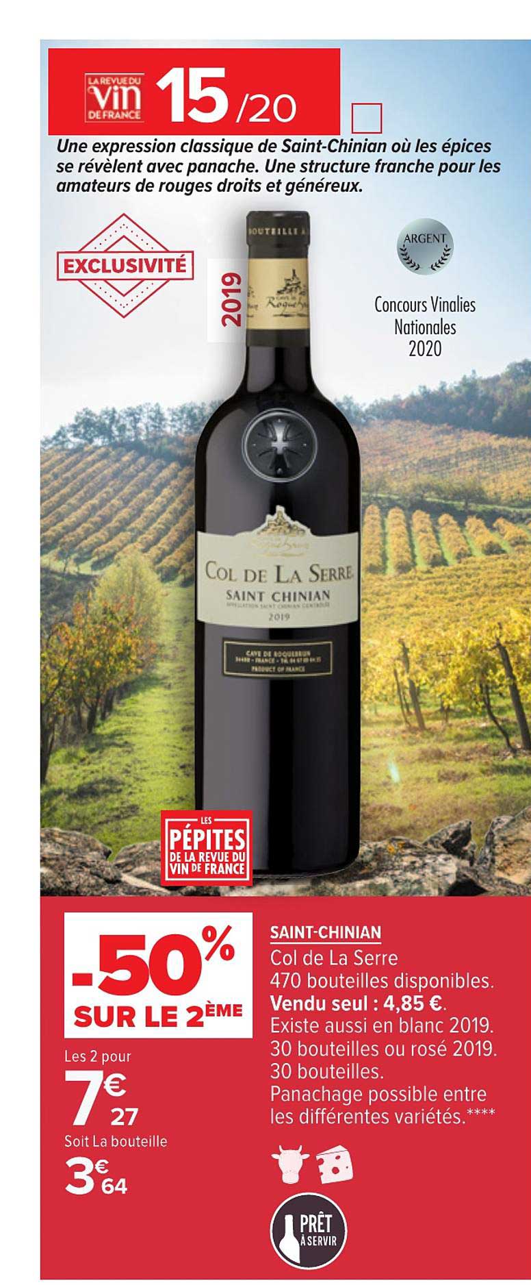 saint chinian col de la serre -50% sur le 2ème