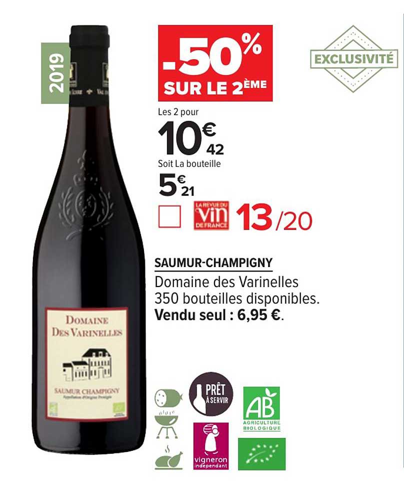 saumure champigny domaine des varinelles -50% sur le 2ème