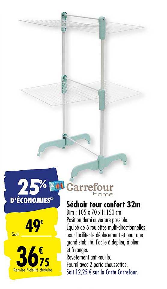 Séchoir Tour Confort 32m Carrefour Home