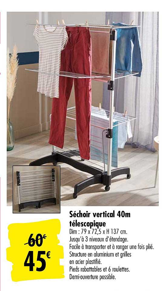 séchoir vertical 40m télescopique