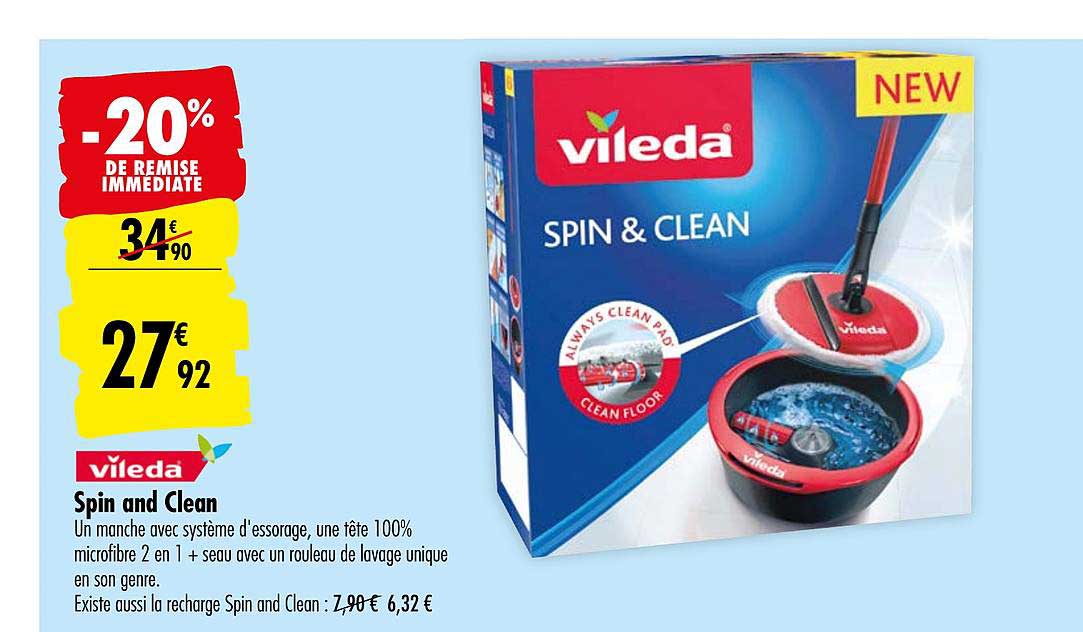 spin and clean vileda -20% remise immédiate