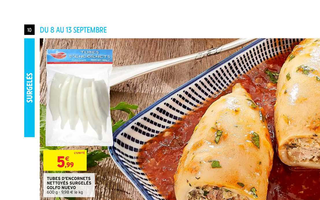 tubes d'encornets nettoyés surgelés golfo nuevo