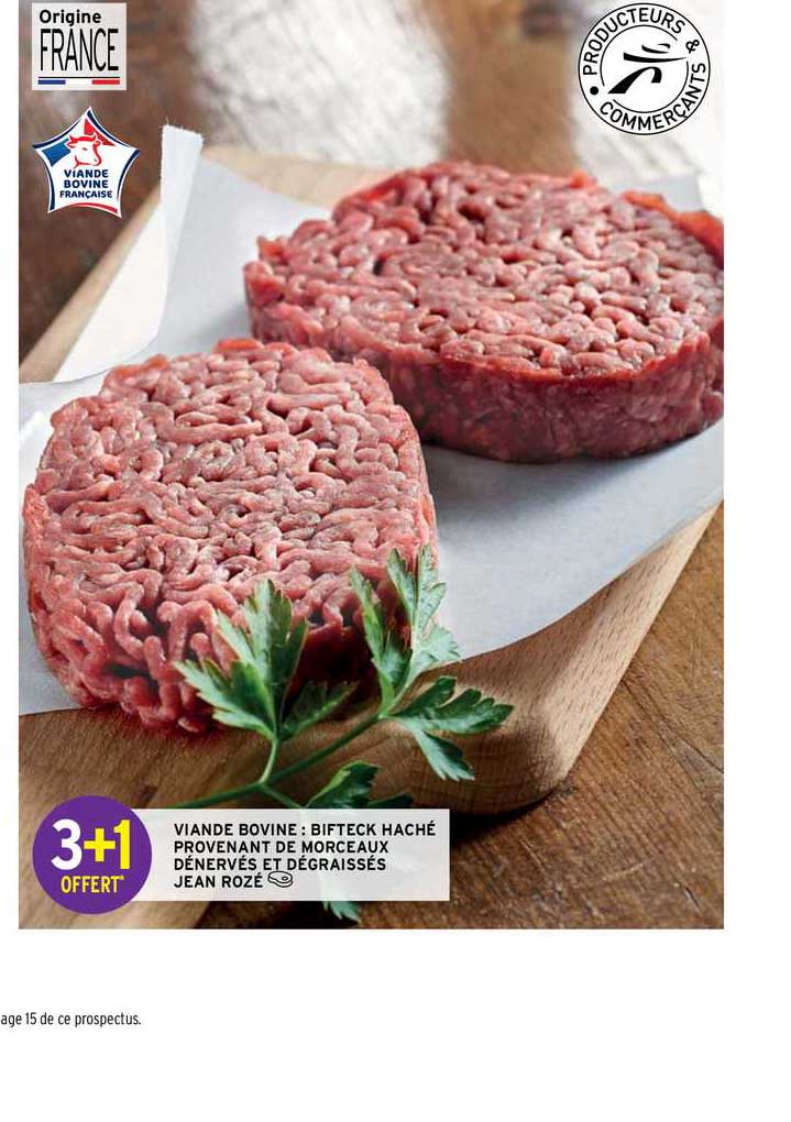 viande bovine bifteck haché provenant de morceaux dénervés et dégraissés jean rozé