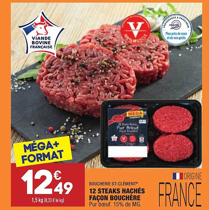 12 steaks hachés façon bouchère boucherie st-clément