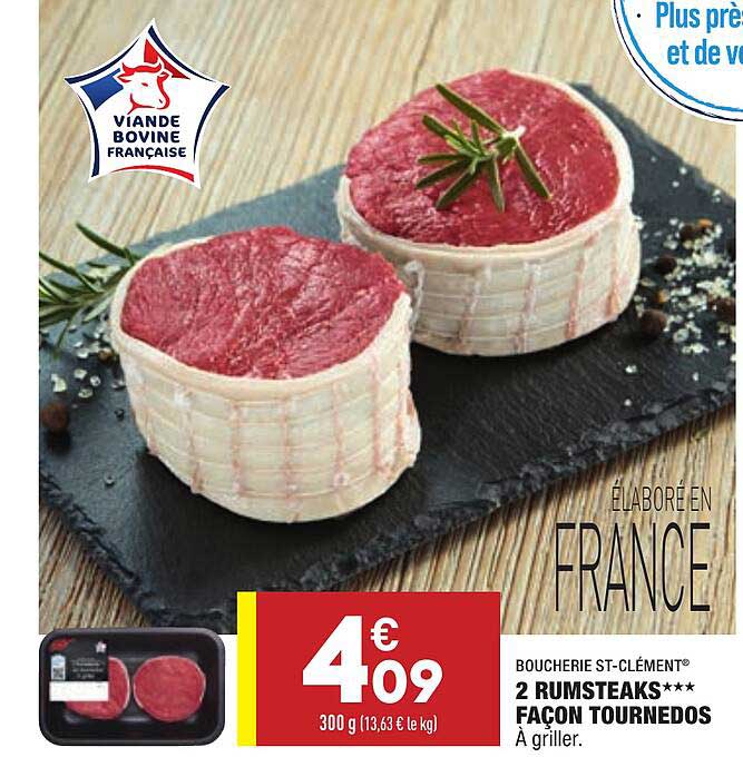 2 rumsteaks façon tournedos boucherie st-clément