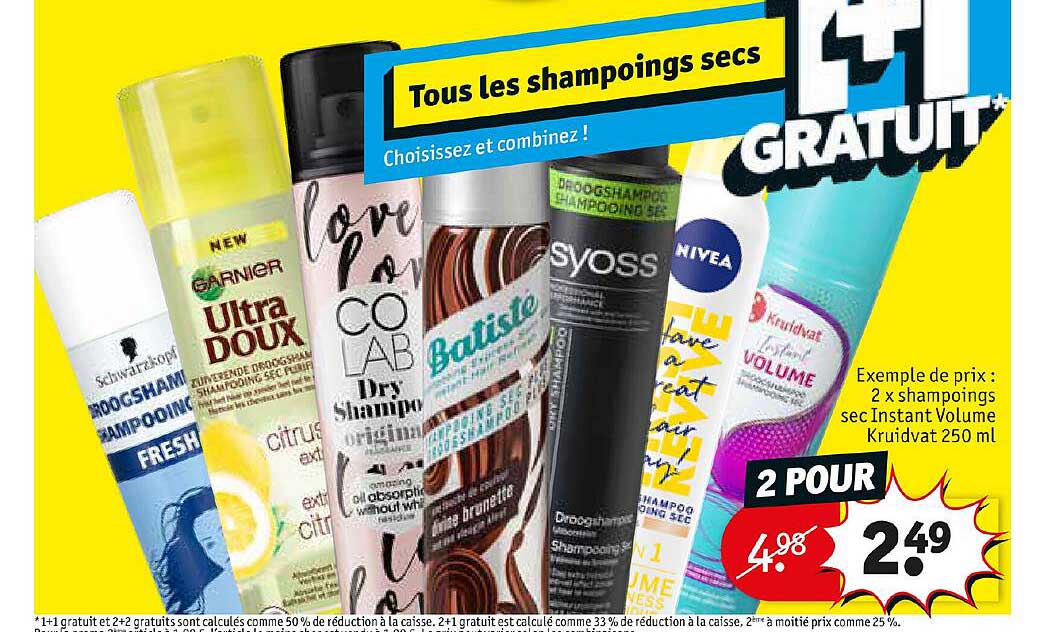 2x Shampoings Sec Instant Volume Kruidvat 250 Ml