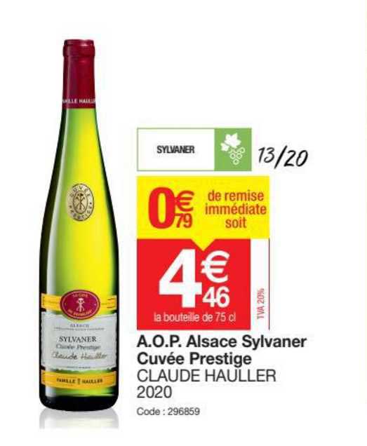 a.o.p. alsace sylvaner cuvée prestige claude hauller 2020