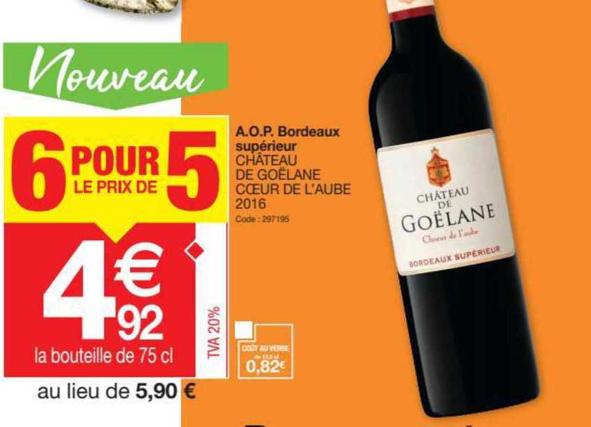 a.o.p. bordeaux supérieur château de goëlane cœur de l'aube 2016