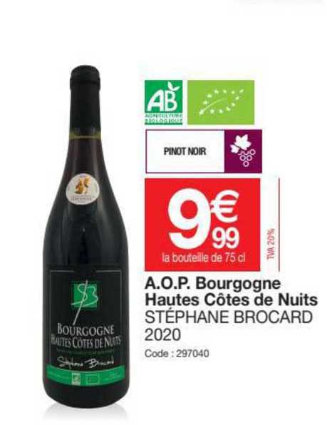 a.o.p. bourgogne hautes côtes de nuits stéphane brocard 2020