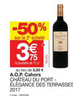 a.o.p. cahors château du port - élégance des terrasses 2017