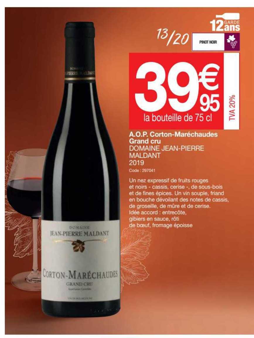 a.o.p. corton-maréchaudes grand cru domaine jean-pierre maldant 2019