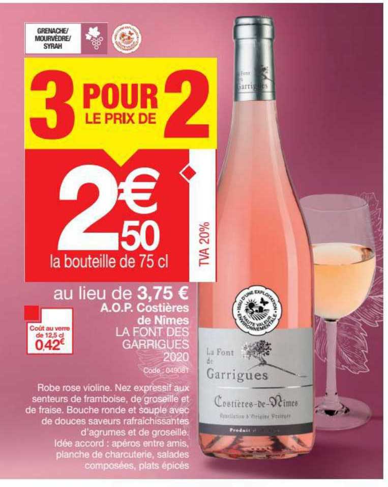 a.o.p. costières de nimes la font des garrigues 2020