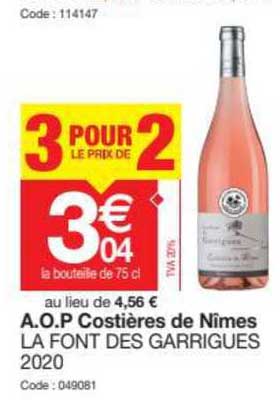 a.o.p. costières de nîmes la font des garrigues 2020