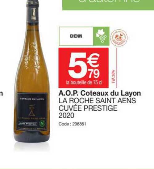 a.o.p. coteaux du layon la roche saint aens cuvée prestige 2020