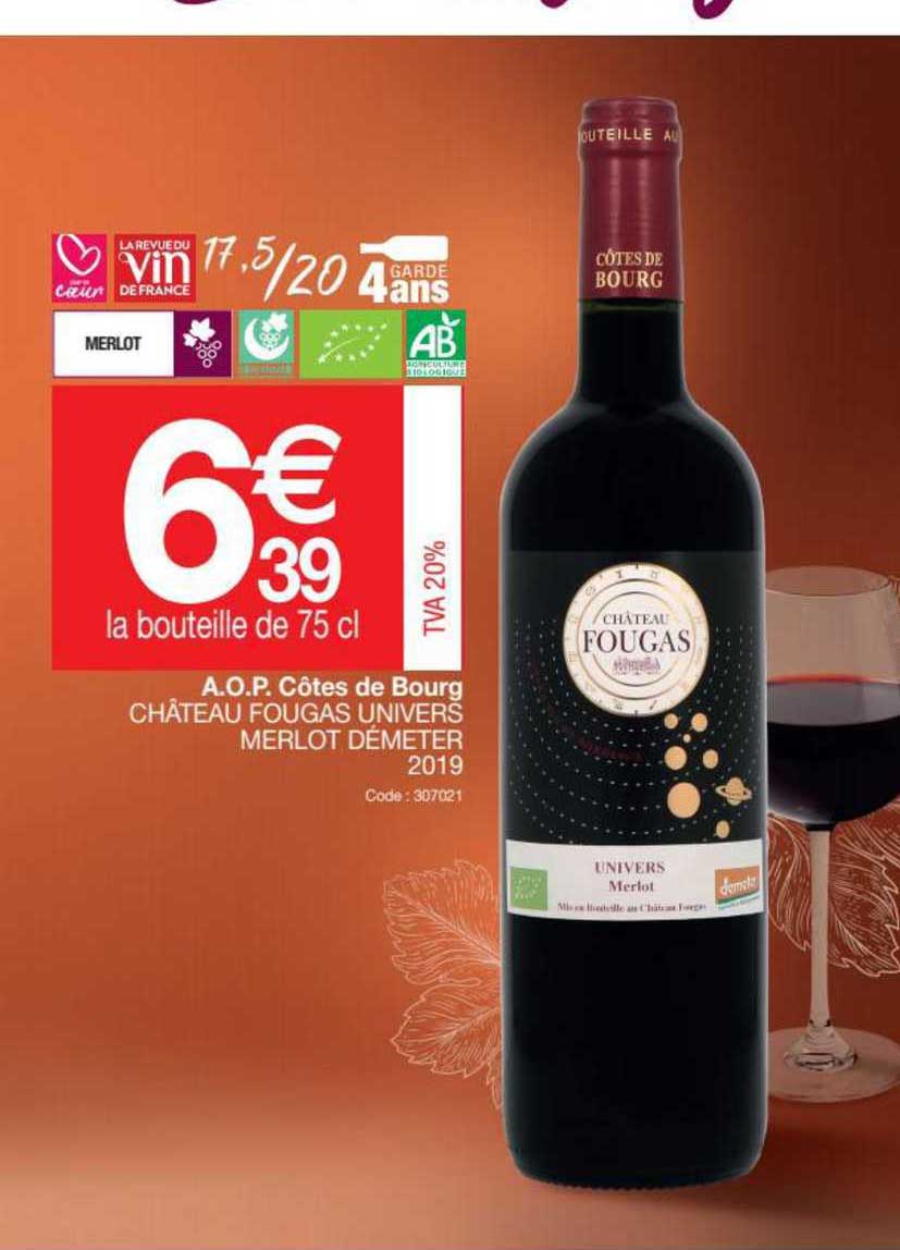 a.o.p. côtes de burg château fougas univers merlot démeter 2019