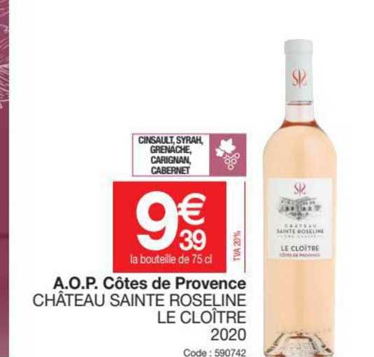 a.o.p. côtes de provence château sainte roseline le cloître 2020