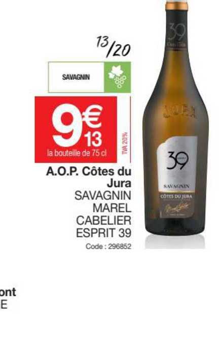 a.o.p. côtes du jura savagnin marel cabelier esprit 39