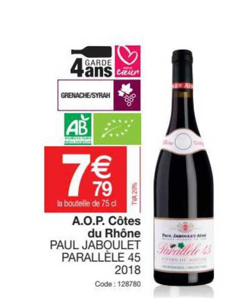 a.o.p. côtes du rhône paul jaboulet parallèle 45 2018