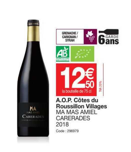 a.o.p. côtes du roussillon villages ma mas amiel carerades 2018