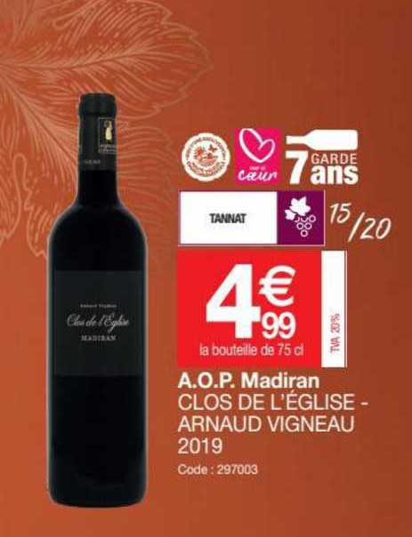 a.o.p. madiran clos de l'église - arnaud vigneau 2019