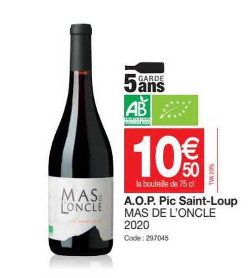 a.o.p. pic saint-loup mas de l'oncle 2020