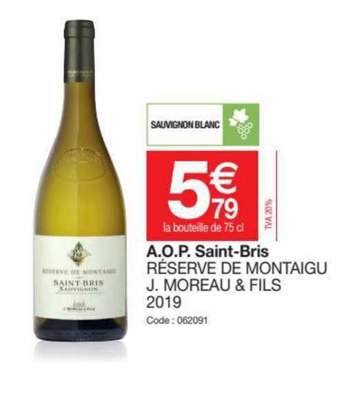 a.o.p. saint-bris réserve de montaigu j. moreau & fils 2019