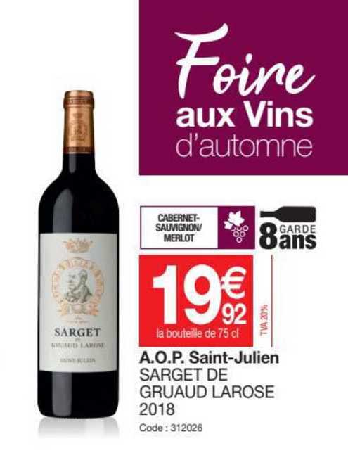 a.o.p. saint-julien sarget de gruaud larose 2018